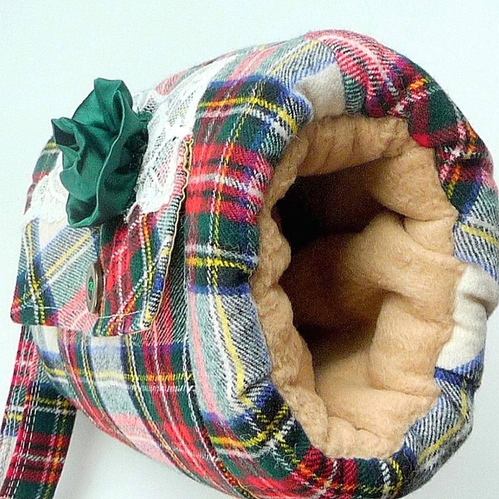 Handwarmer Bridal Scotland Tartan Red Kilt Wool Plaid Fabric Wristlet Outlander